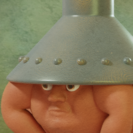 A 3D-rendering of a detail creature from The Last Judgement by Hieronymus Bosch.