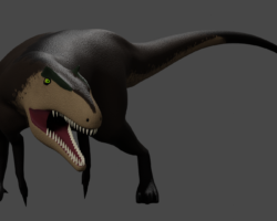 Blender, 2023 3D render of an allosaurus.