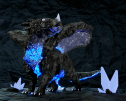 Blender, 2023 3D render of a dragon made of stone and crystals.