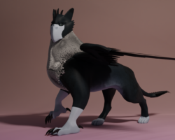 Blender, 2022 3D render of a gryphon.